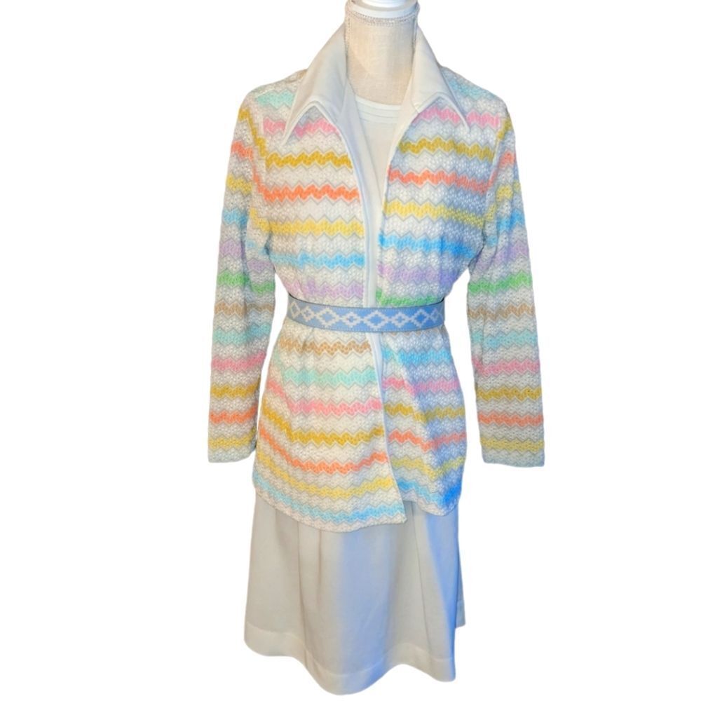 70s vintage rainbow 2 piece dress suit